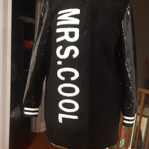 MRS. COOL Black Coat with Glossy Sleeves